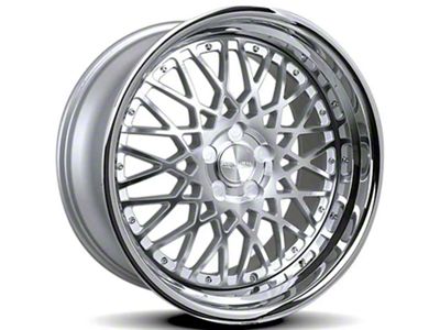 Rennen CSL-5 Silver Machined with Chrome Step Lip Wheel; 20x8.5 (15-23 Mustang GT, EcoBoost, V6)
